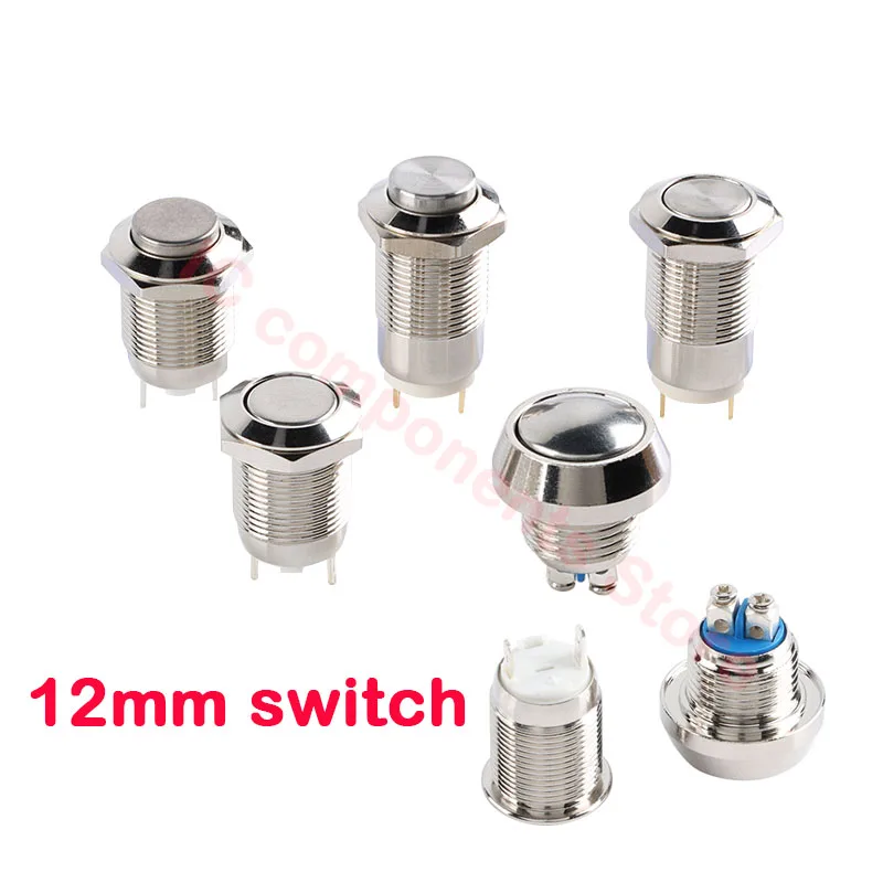 12MM 16MM 19MM Metal Button Switch Screw/Welding Foot High/Flat/Ball Head 1NO Momentary Waterproof Switch Car Engine Doorbell PC