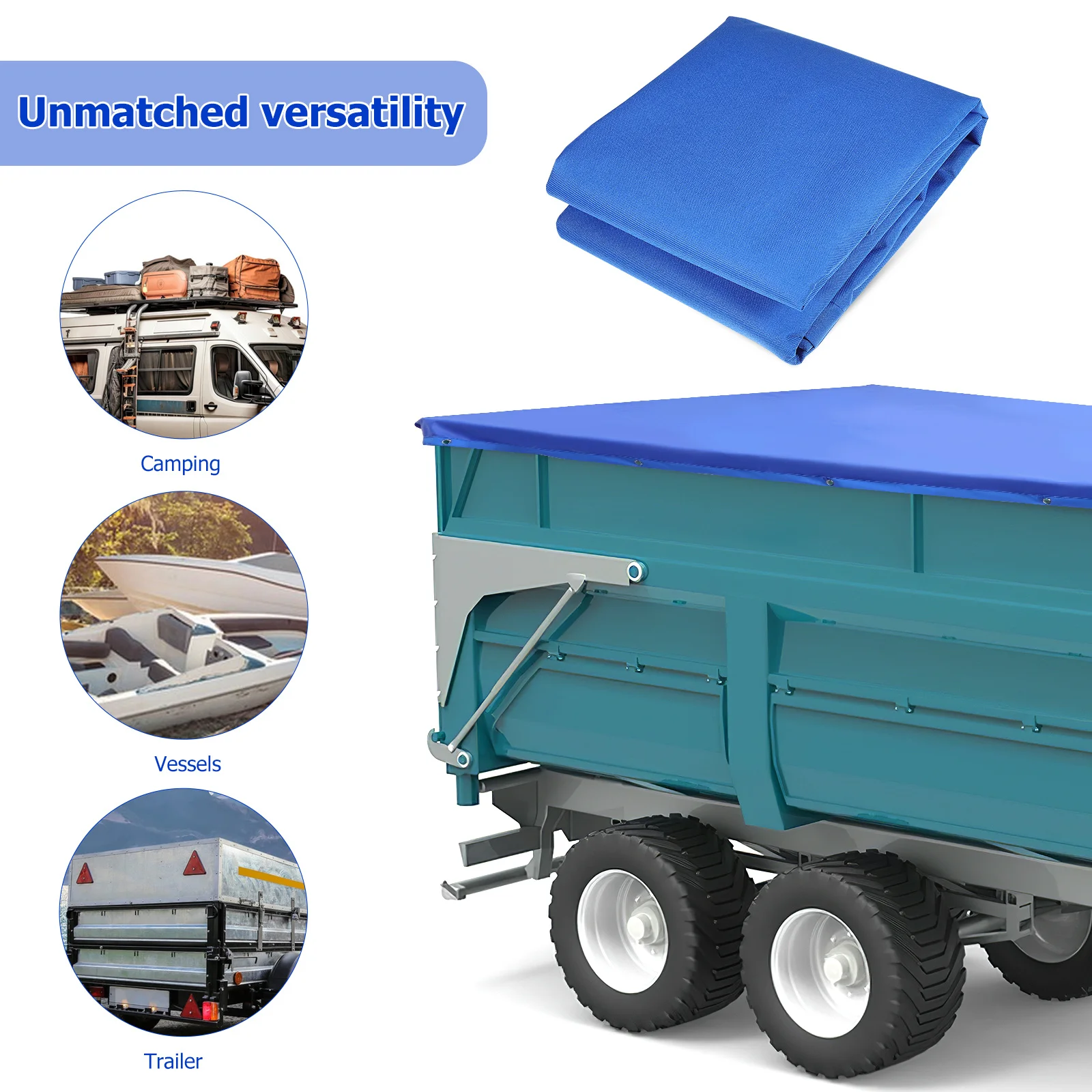 

Premium Waterproof Trailer Cover Dustproof Durable Tarpaulin For Rv Truck Camper Outdoor Use Windproof Rainproof Protector