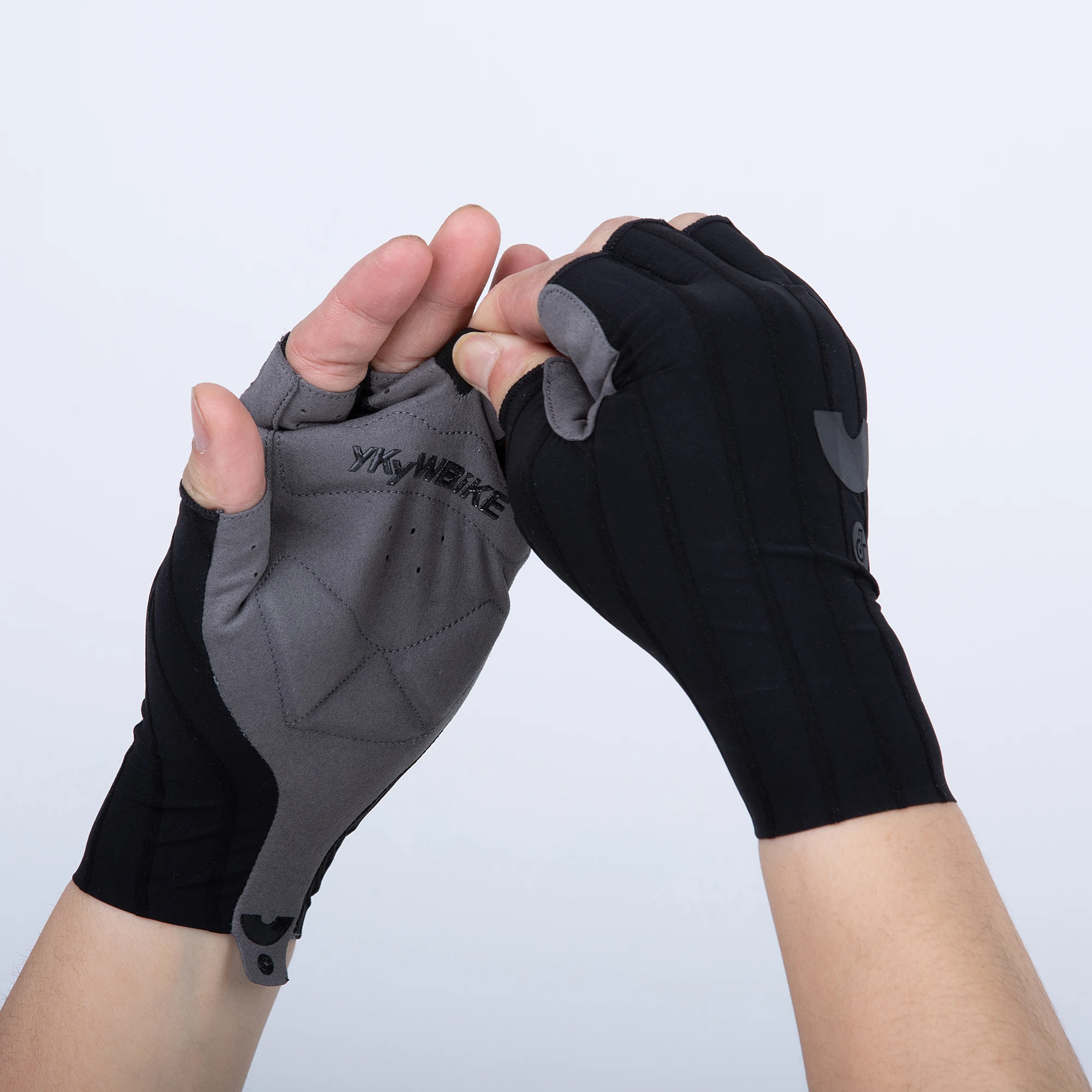 YKYWBIKE Fahrradhandschuhe, gewebt, aerodynamisch, gestreift, Fahrrad-Sporthandschuhe, rutschfeste Reithandschuhe, stoßdämpfende Rennradhandschuhe – Detail 23