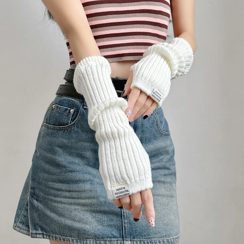 네일 소재 디스플레이 소녀 니트 따뜻한 장식용 팔토시 청소년용 긴 손가락 없는 파일 장갑 네일 사진 배경