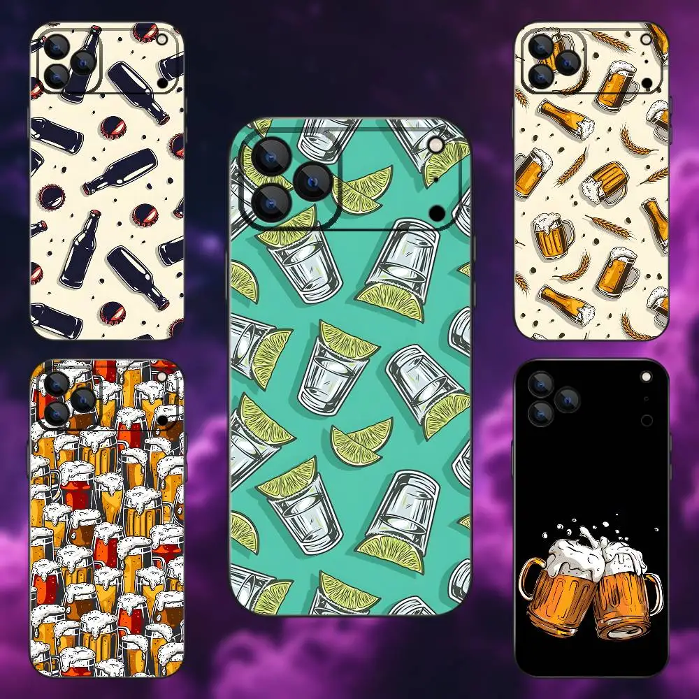 

Beer Alcohol Art Pattern Phone Case For iPhone 17,16,15,14,13,12,Pro,Max,Plus,E,SE4,Air,Mini Black Soft Box