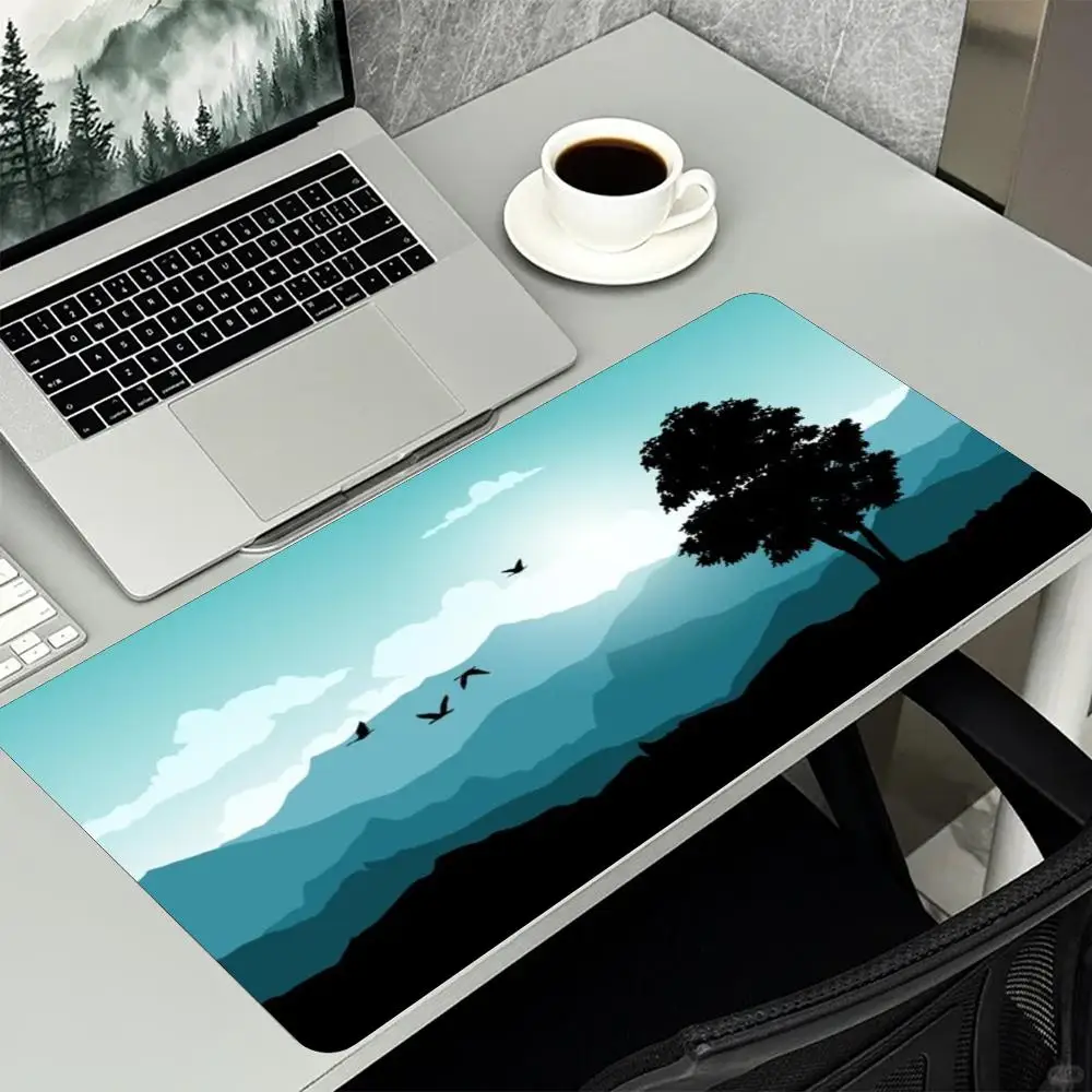 Aesthetic Mountain Sunrise Nature Print Extended Gaming Pad Non Slip Rubber Desktop Mat For Home Office Laptop Gaming Sessions