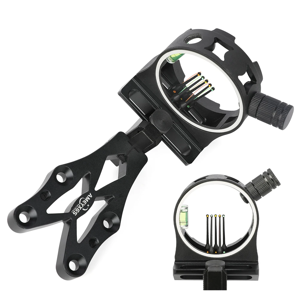 

Archery Compound Bow Sight Five Pin Sight CNC Aluminum Allo LH/RH Sight for Bow Hunting Shooting Target Competitive Aiming Tool
