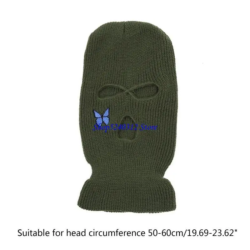 634C Ski Knitted Warm Full Face Mask Winter Handmade Riding Three-hole Balaclava Hat