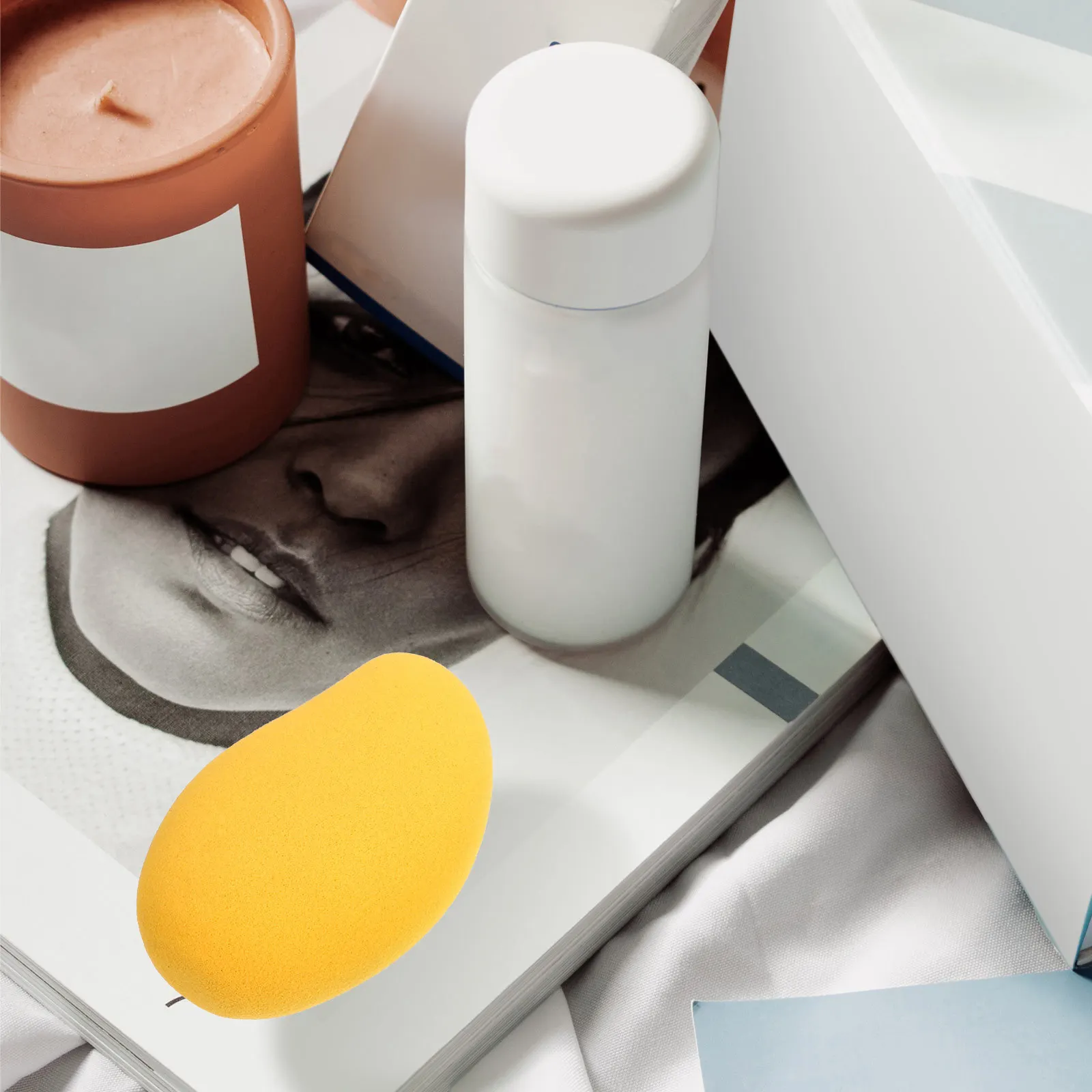 Herramientas de maquillaje portátiles en polvo con forma de mango, aplicadores de polvo facial suave, base creativa para maquillaje Natural, 2 uds.