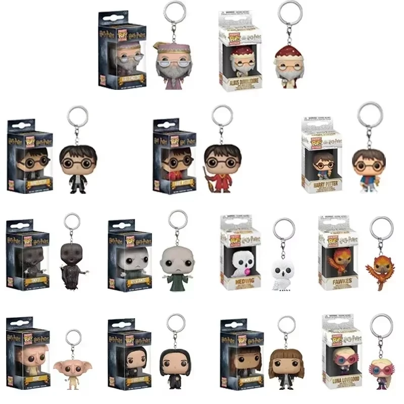 FUNKO Pocket Harry Snape Luna Keychains Albus Dumbledore Potter Hermione Ron Hedwig Ginny Weasley Action Figure Toys