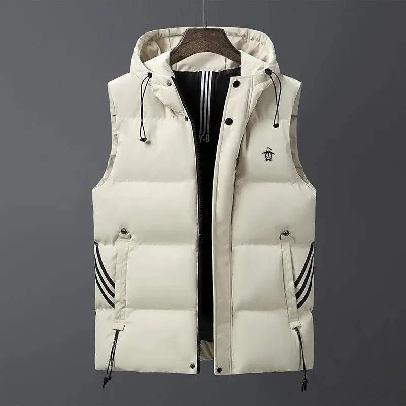 

Winter Golf Jackets Vest For Men's Down Cotton Windproof Warm Golf Wear Hooded Waistcoat Man's Fashion Loose Jacket Coats 골프웨어