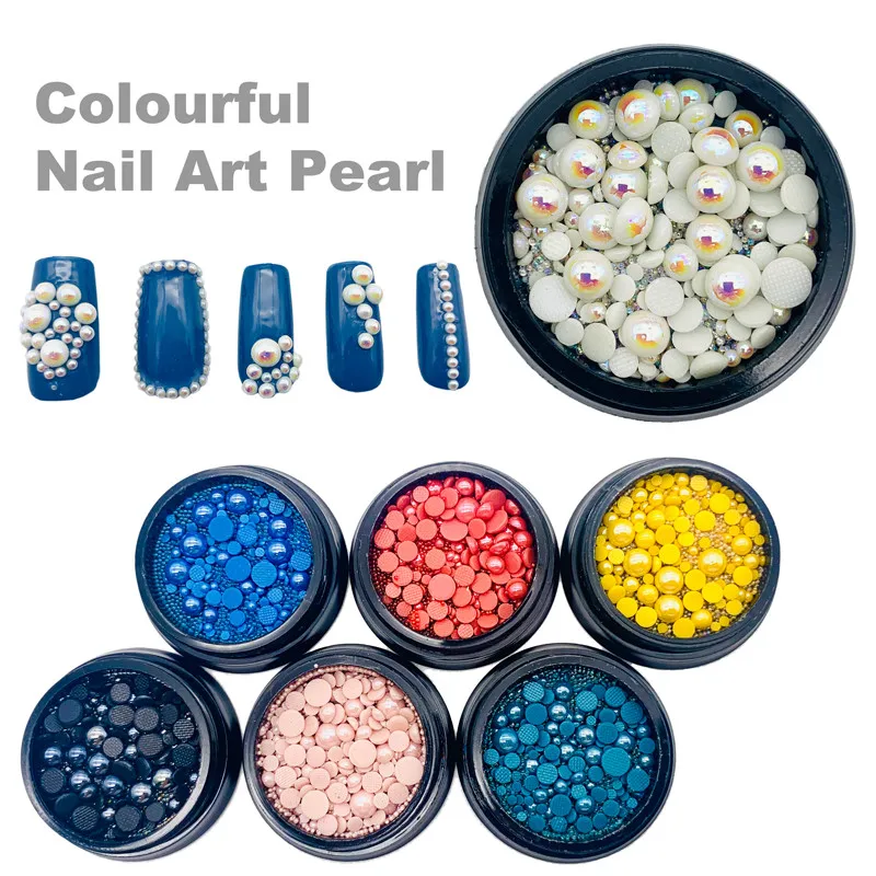 YHB 2mm-7mm Hohe Qualität Hotfix Halbrunde Kristallimitation Flatback Perle Perlen Perlen Für Crafts DIY Dekoration Nail Art – Detail 8