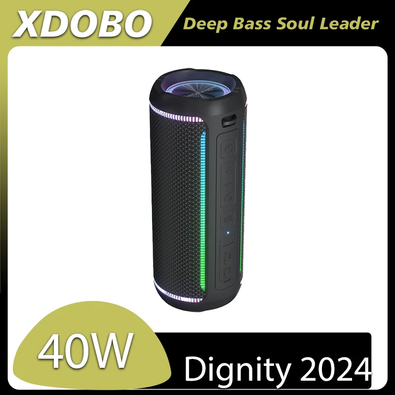 

XDOBO Dignity 2024 40W Portable Bluetooth Speaker Bass Enhanced Powerful Wireless IPX7 Waterproof Speaker 6600mAh Battery USB/T