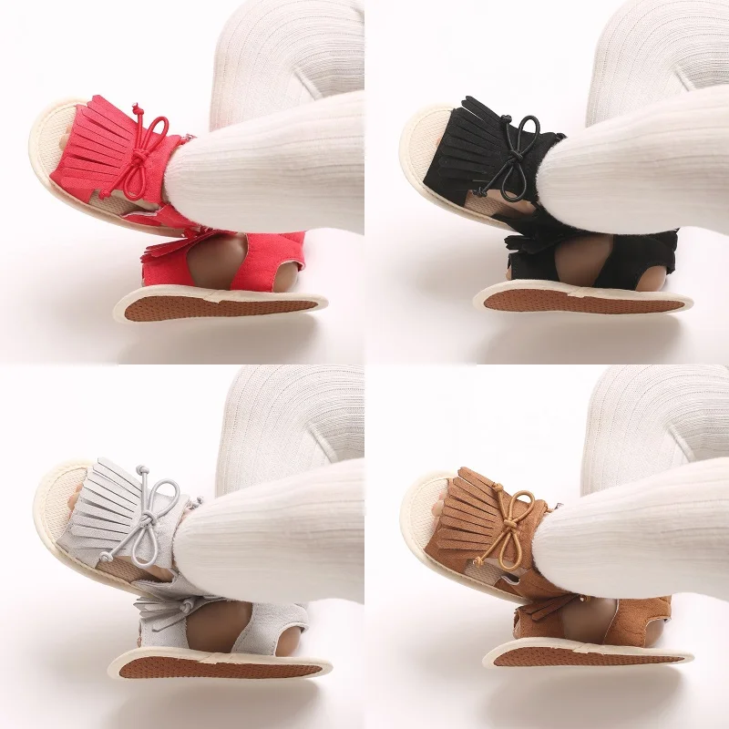 

Fashionable Tassels 0-18M Newborn Baby Girl Sandals Cute Summer Soft Soled Princess Flat Shoes Baby Anti Slip First Step Walking