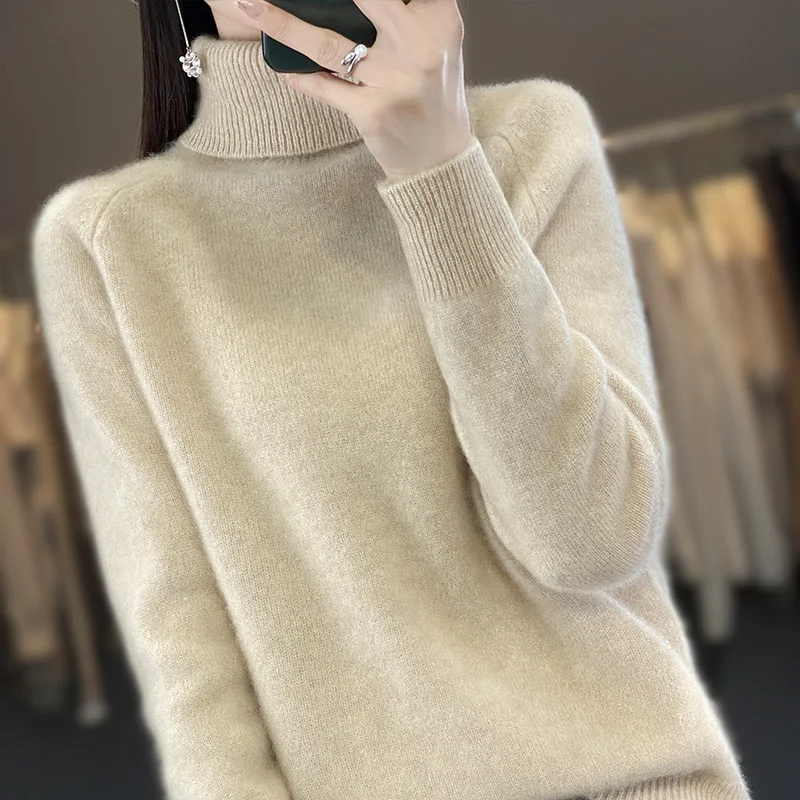 New Cashmere Sweater Women\'s Turtleneck Pullover Women\'s Fashion Cashmere Sweater Women\'s Thickened Knitted Sweater Long Sleeved