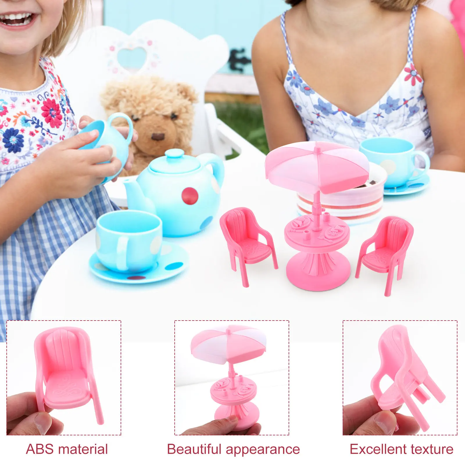 

3 комплекта миниатюрных пляжных стульев и столов из АБС-пластика, креативный игровой набор для детей, миниатюрная мебель для кукольного домика, украшение мини-комнаты