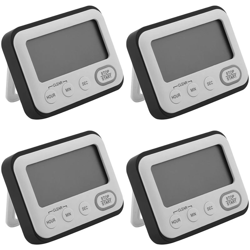 4X Digital Kitchen Countdown Timer: Teachers Classroom Counter Large LCD Loud Magnetic Clip Kids Simple Clock Mini Small