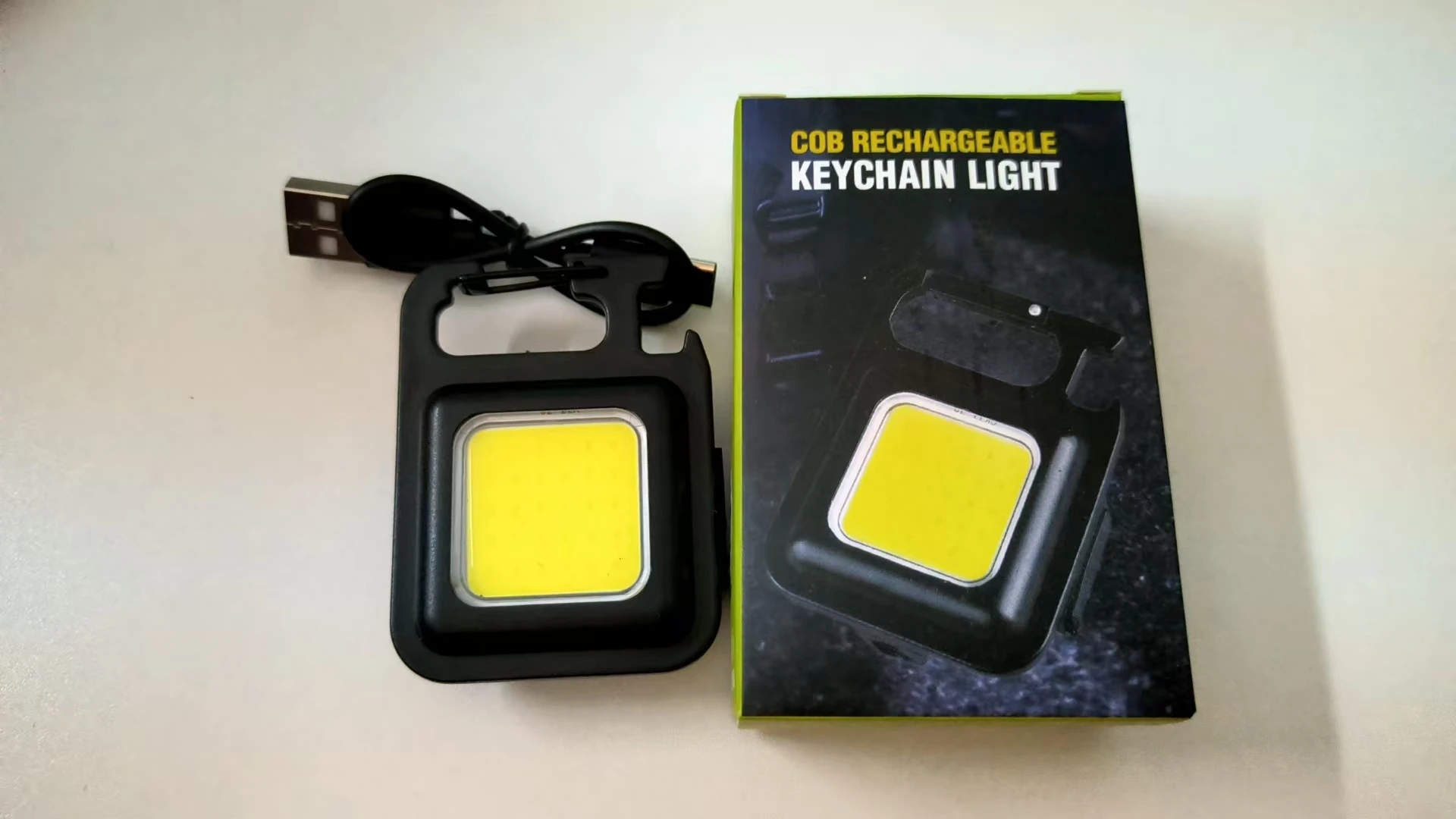 سلسلة مفاتيح صغيرة بمصباح LED، متعددة الوظائف، محمولة، ضوء تخييم COB، قابلة لإعادة الشحن عبر USB، ضوء عمل، صيد خارجي، هيكين