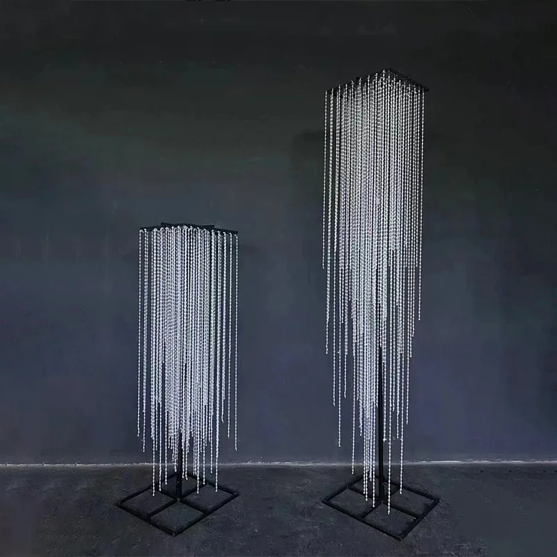 New wedding ceiling props Ruoxi wrought iron acrylic ceiling decoration earth bead curtain tassel pendant