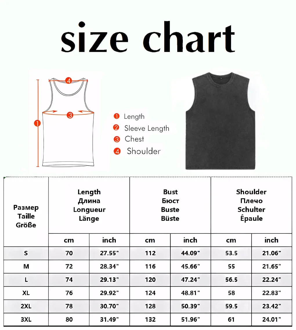 100% Cotton Vintage Vest T Shirts Men Oversize Washed Tank Tops Summer Women Oversized Sleeveless Short Sleeve Y2K Streetwear