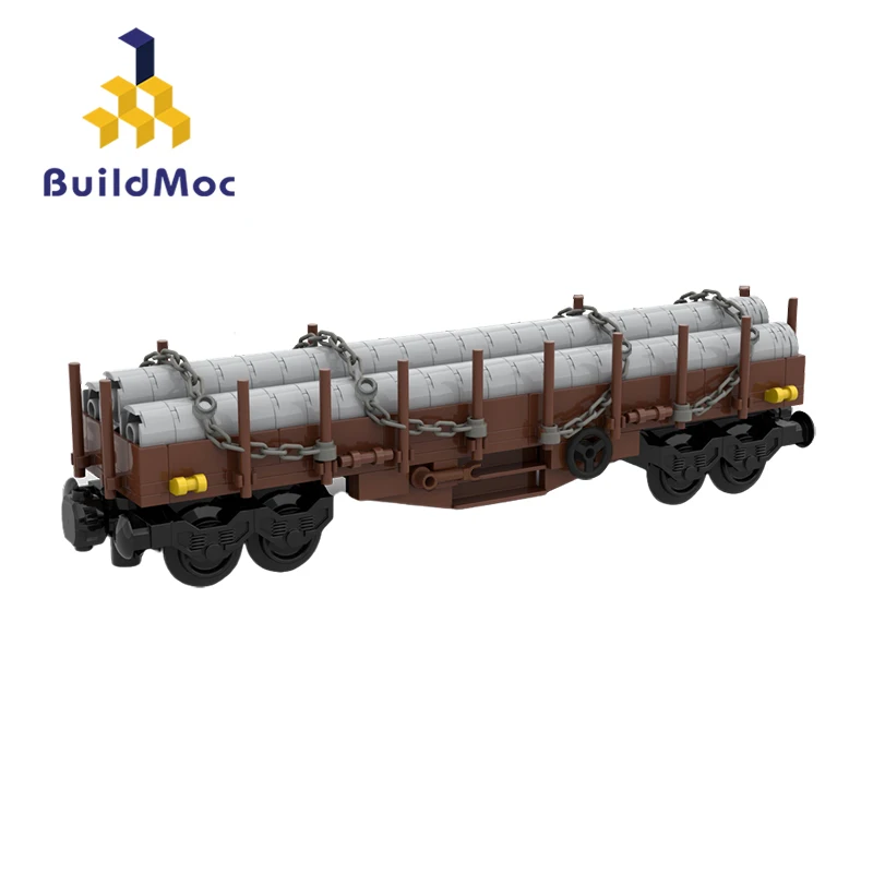 

MOC Germany Compatible D B Type Train Flatbed Wagon Freight Building Blocks Kit Railway Locomotive Bricks Toys For Children Gift