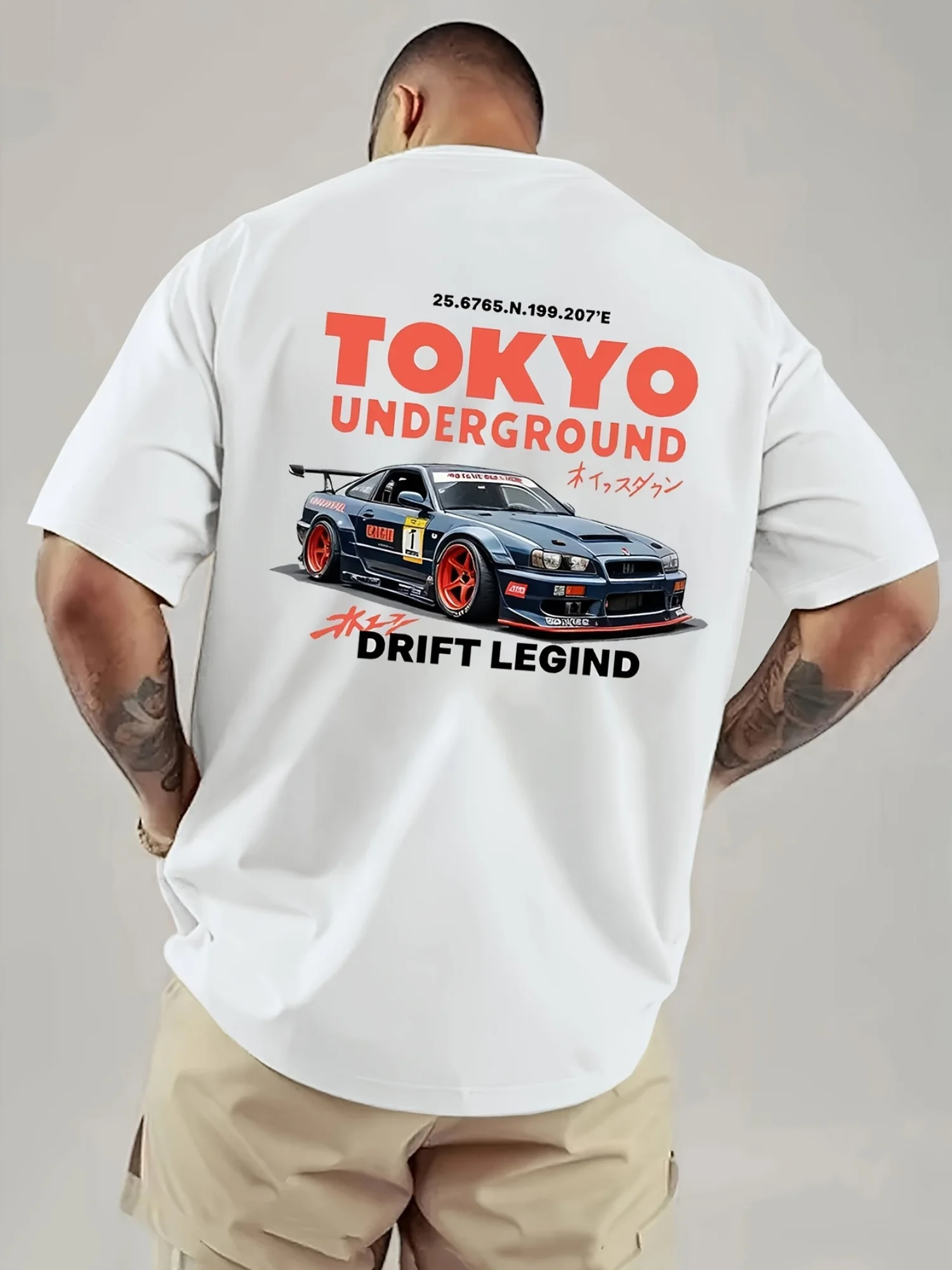 Summer Casual Street Style Tokyo Underground Drifting Racing Men's Cotton T-shirt Men's and Women's Print Short-sleeved T Shirt