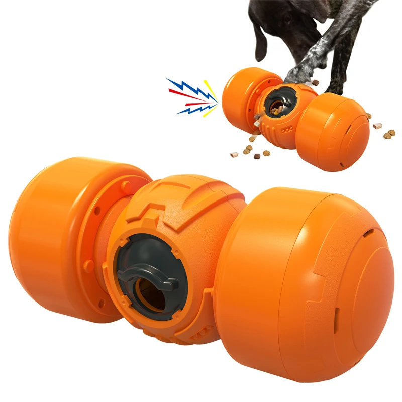 Large Dog Interact Toy Adjustable Food Leak Aperture Dispenser Pulley Wobble Wag Giggle Squeaky Slowly Feeding Durable Supplies