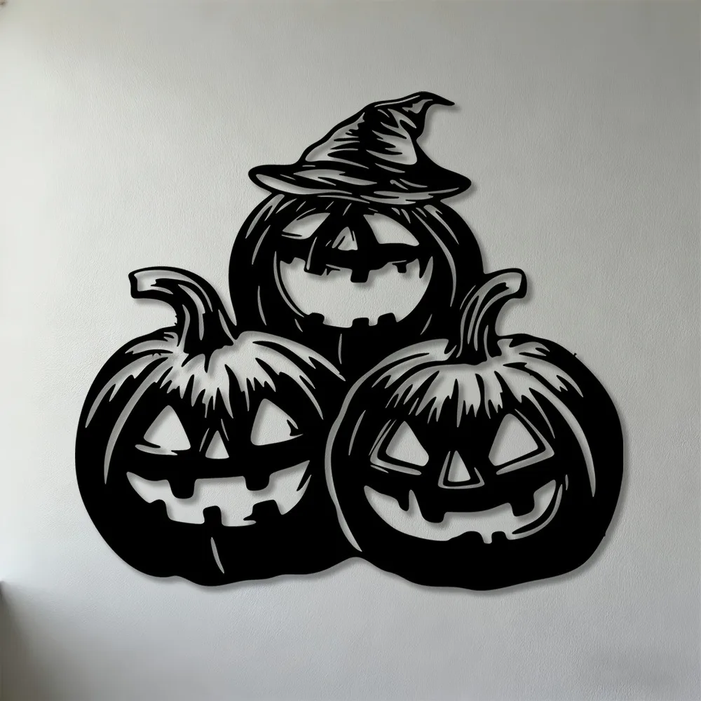 CIFBUY Iron Wall Art Pumpkin Witch Hat Metal Sign Decor For Indoor Outdoor Living Room Bedroom Office Elegant Home Decoration