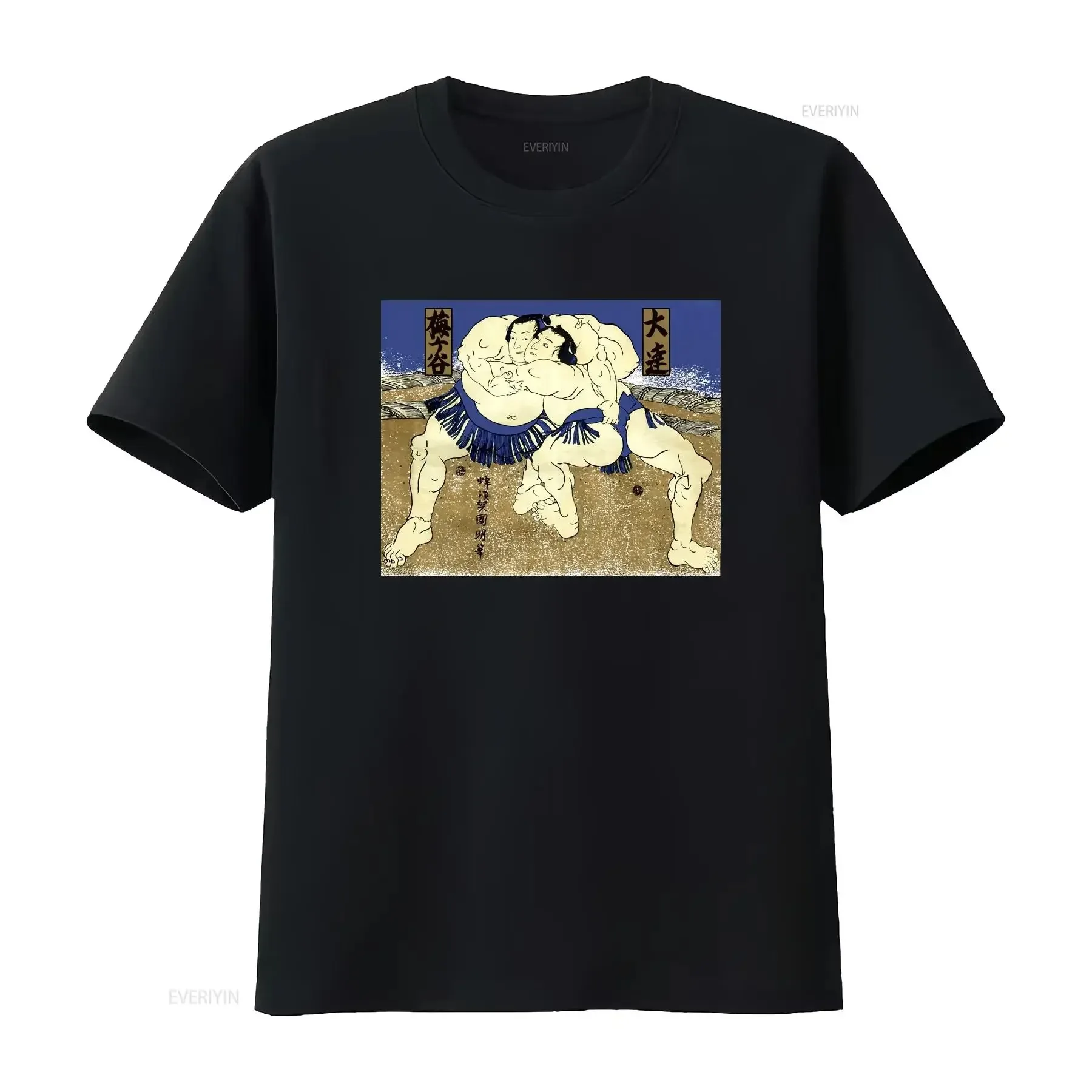 

Винтажная футболка 1970-х годов, традиционная японская художественная футболка с борцами сумо, редкий размер L, винтажная стираная унисекс, растянутая уличная одежда