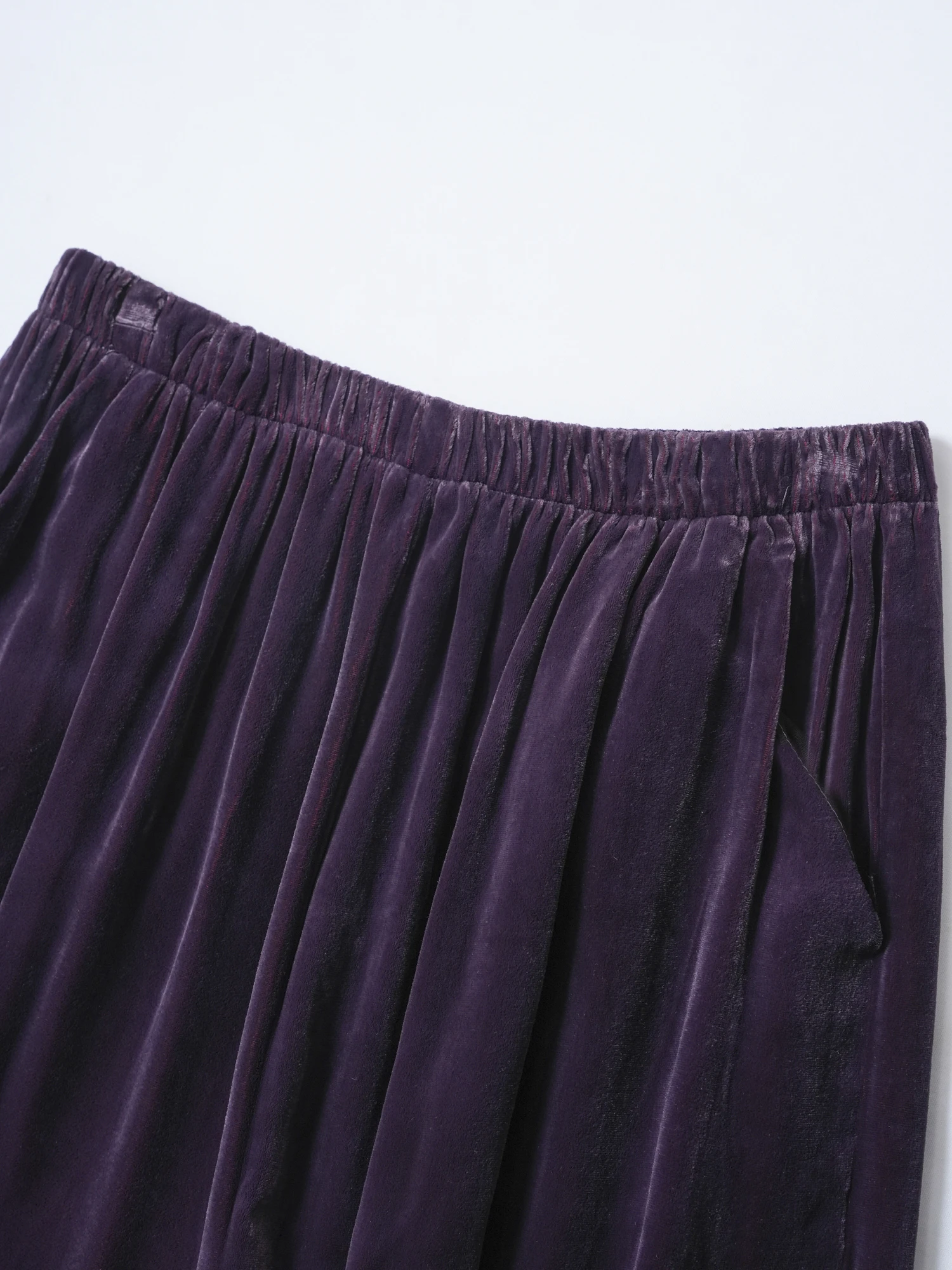 Autumn and Winter New 30% Natural Mulberry Silk Velvet Loose and Breathable Straight Tube Grape Purple Solid Color Pants