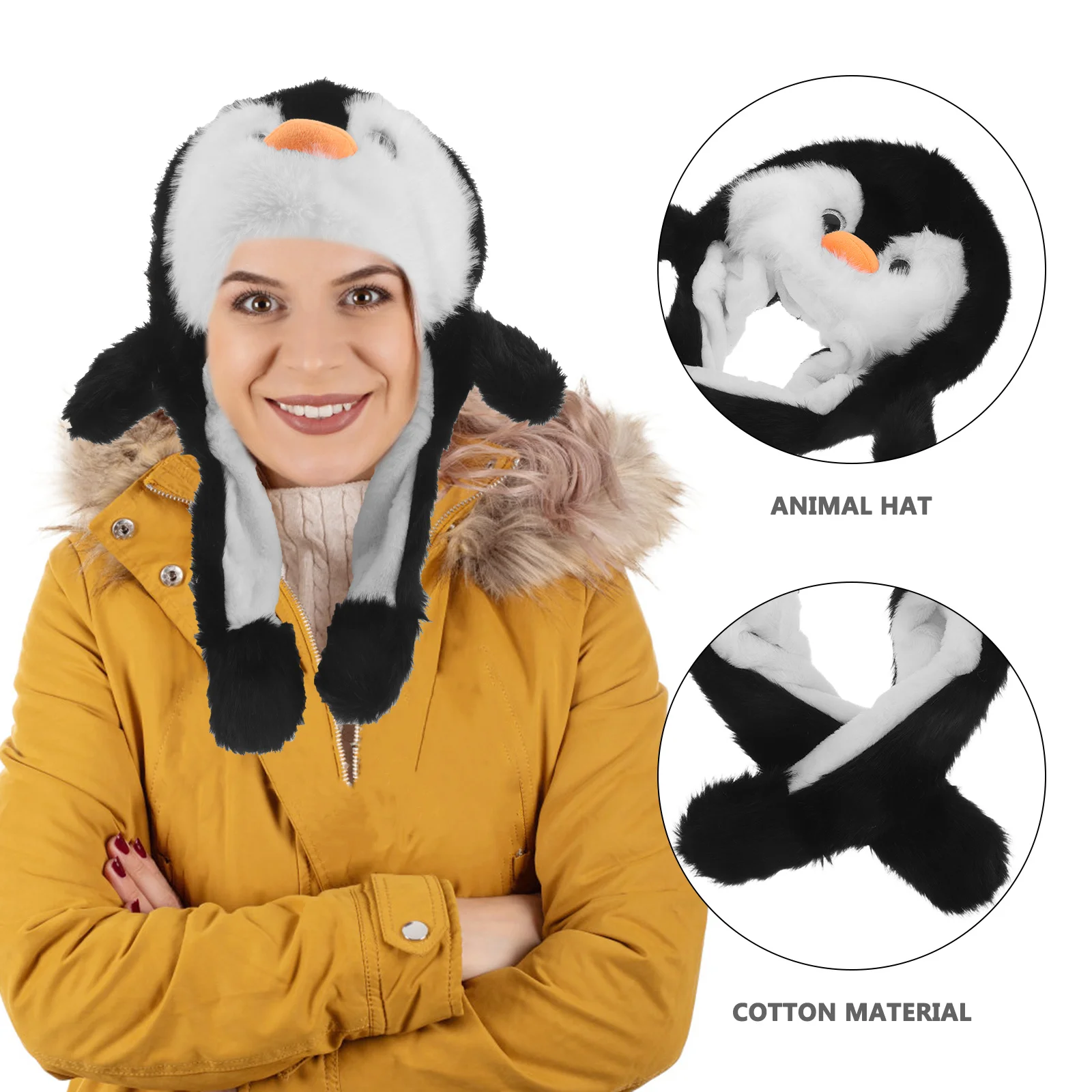 Cute Animal Earflap Beanie for Women Girls, Soft Moving Ear Winter Hat for Cold Weather, Kawaii Party Photo Accessory,