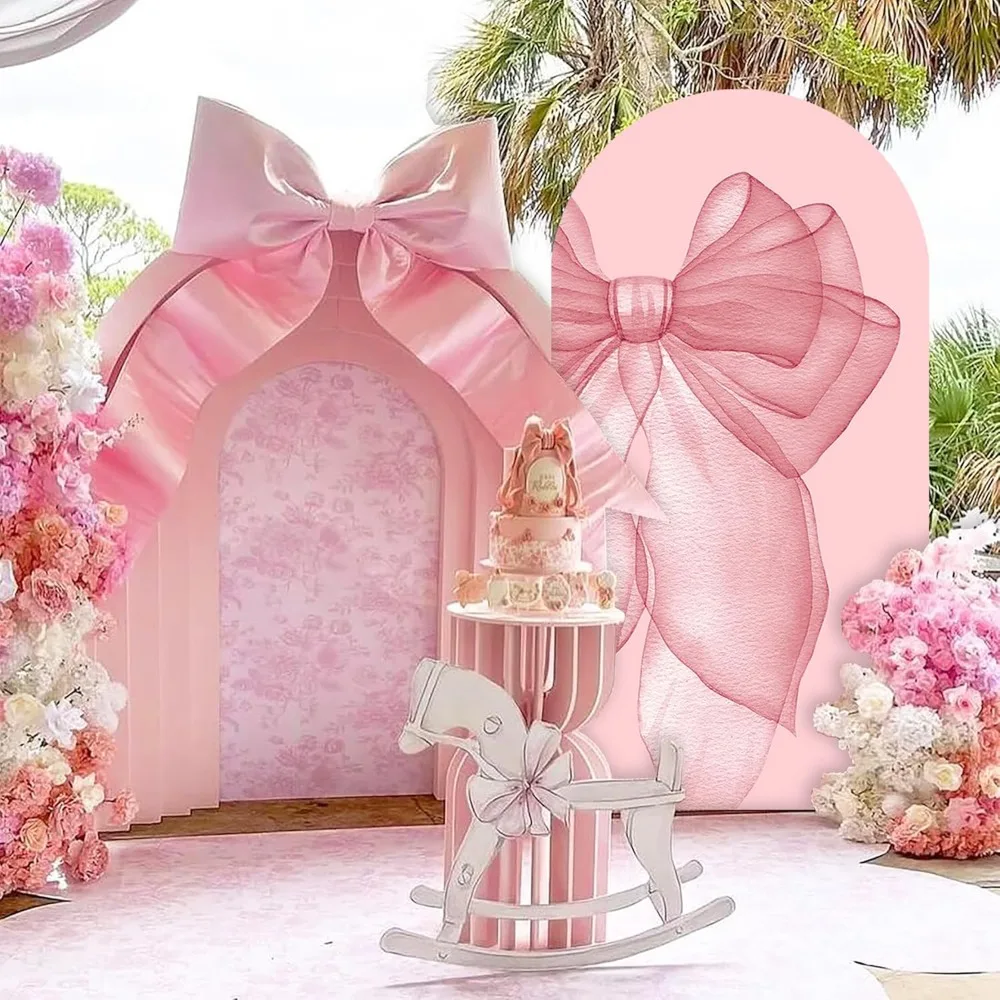 VIKAMA الوردي القوس قوس خلفية غطاء عيد ميلاد حفل زفاف الممر الديكور الممر خلفية غطاء