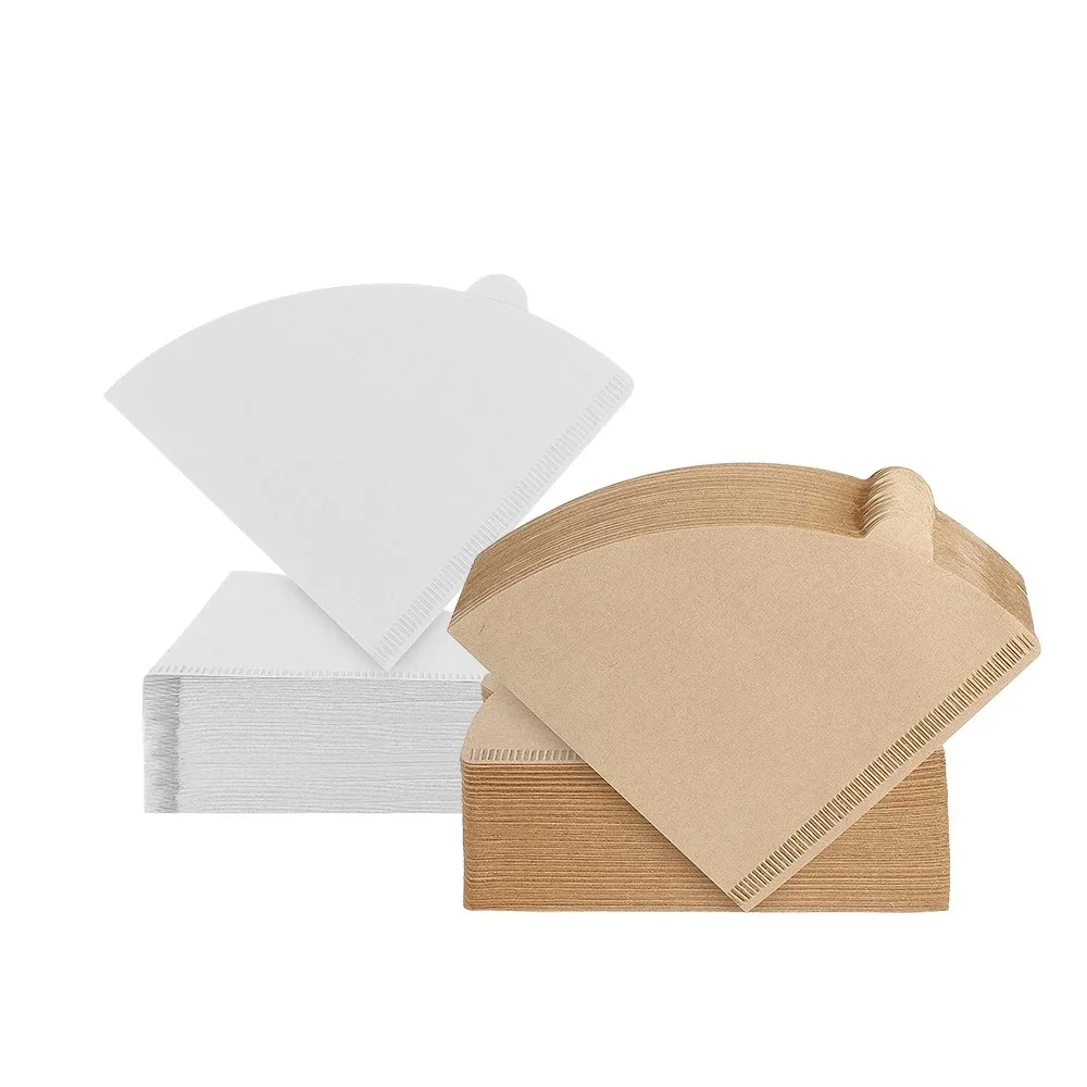 

100 PCS V-Shaped Natural Wood Pulp Coffee Filter Paper Brown/White Drip Filter Disposable Filter Paper for Home Brewing