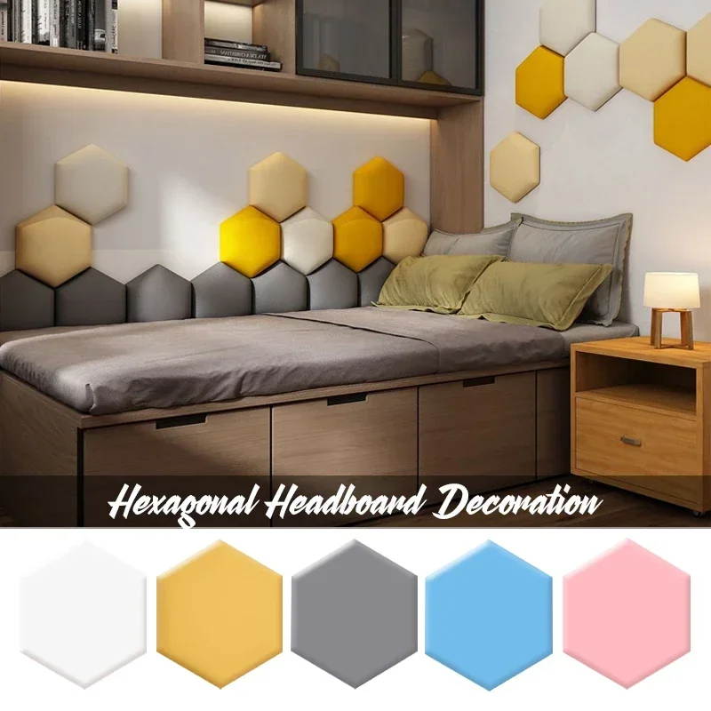 3D Nordic Kids Room Loft Hexagonal Headboard Soft Bag Wall Sticker Tatami Bed Headboard Self-adhesive Wall Background Wall Decal