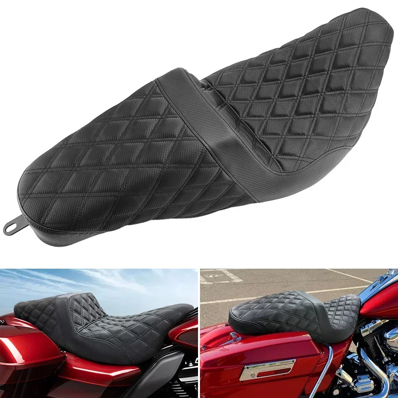 

Motorcycle Two-up Seat Cushion Front Driver Rear Passenger For Harley Touring CVO Road King Electra Glide Ultra Limited 08-23