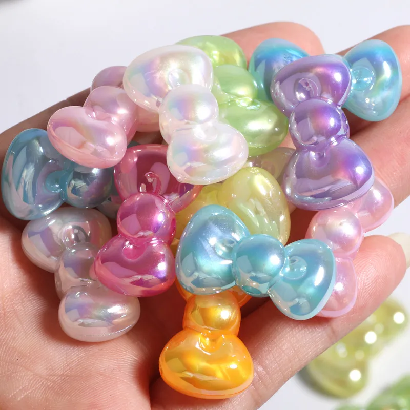10Pcs/lot Acrylic Pastel Colored Bowtie Beads Loose Spacer Beads for Jewelry Making DIY Necklace Earrings Hairpin Accessories