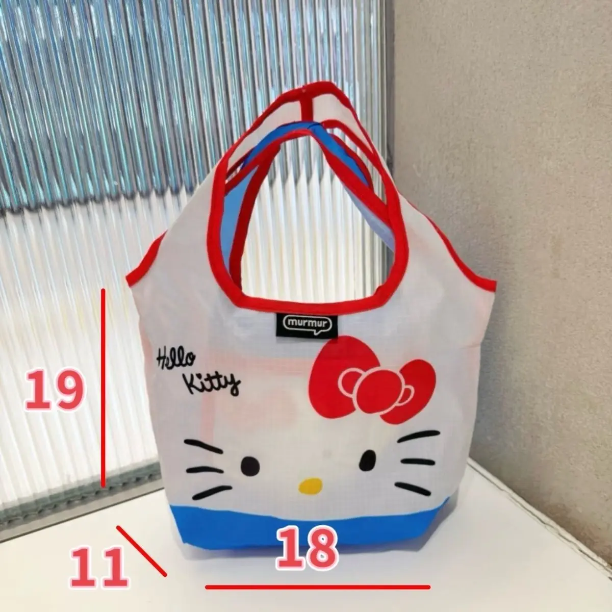 

Cute Portable Folding Eco friendly Bag New Hello Kitty Cartoon multifunctional beverage milk tea cup set Lunch bag Rice box bag