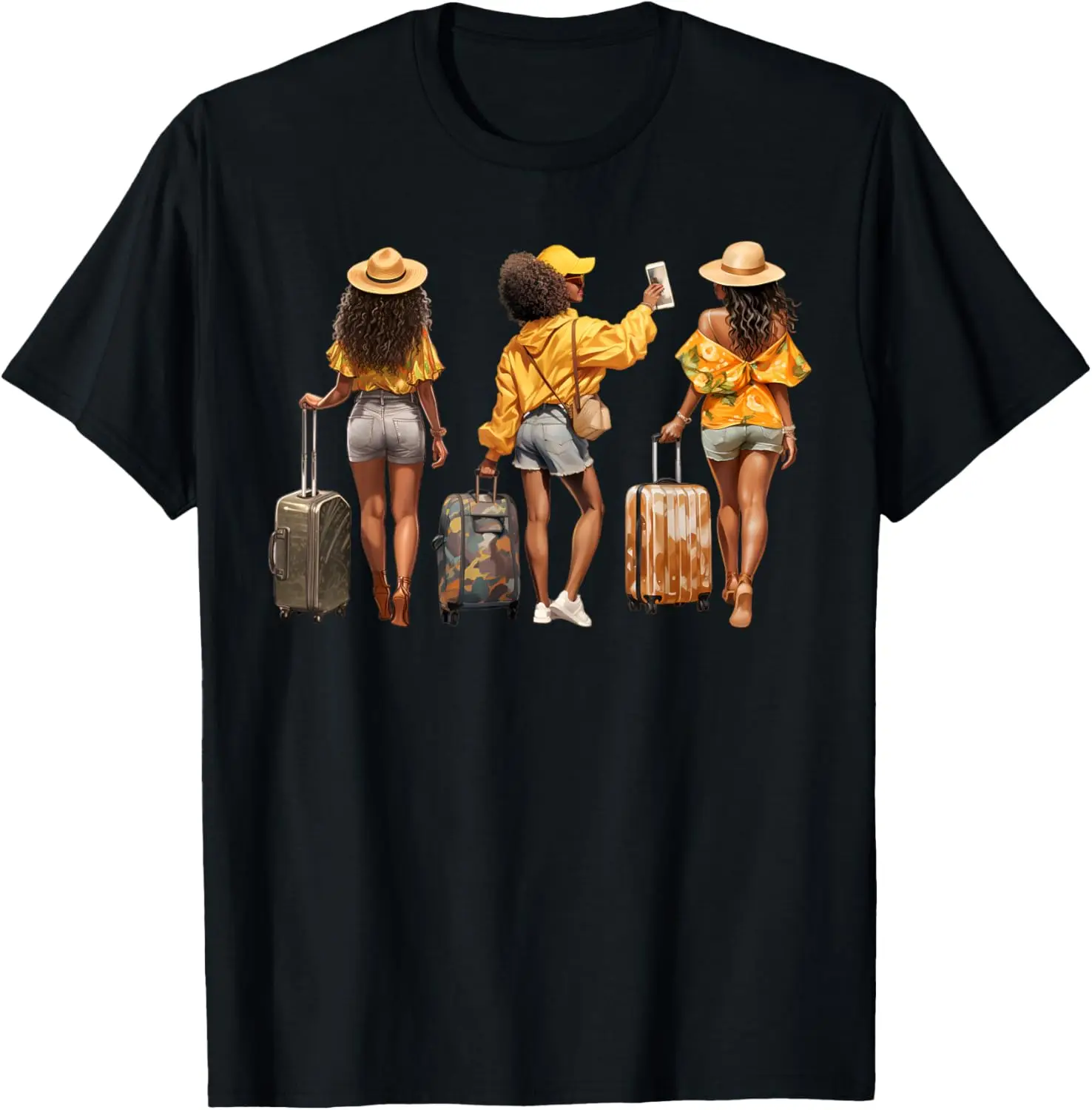 

Melain Afro Girls Trip Travel African American Black Women T-Shirt