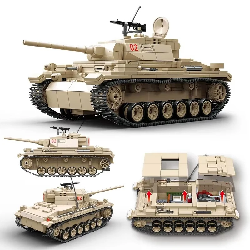 Militärische Serie Panzer III Panzer Bausteine gepanzerte Fahrzeug Modell Ziegel ww2 Soldat Waffe Auto Spielzeug für Kinder Weihnachten Geschenk Moc