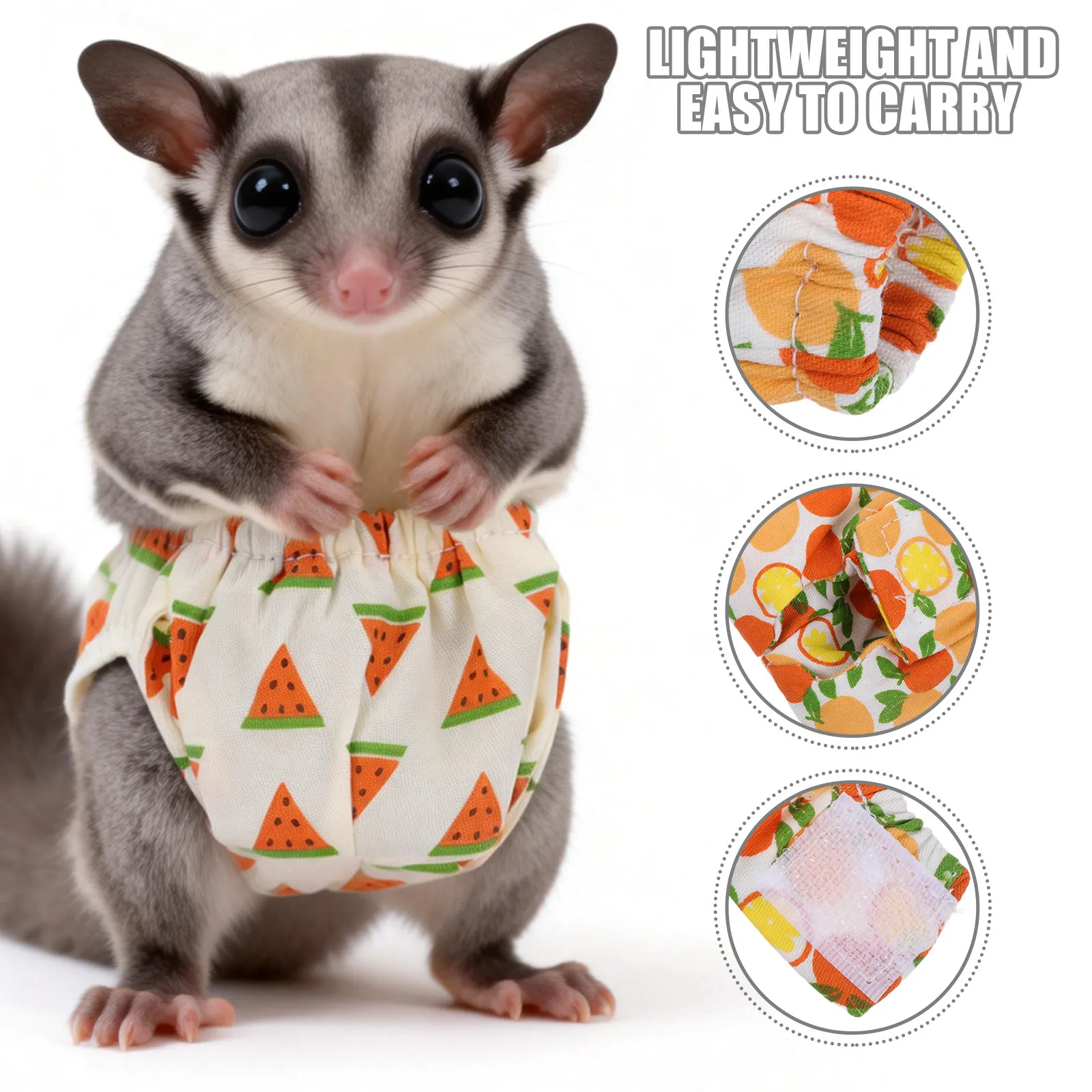 3Pcs Reusable Washable Pet Diapers Small Animal Diapers Squirrel Sugar Glider Leakproof Breathable Comfort Fit for Hamster view 6