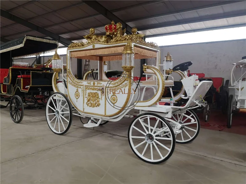 Kereta Kuda Mewah Kendaraan Listrik Kerajaan Trailer Kereta Kuda Pernikahan Gaya Baru untuk Dijual