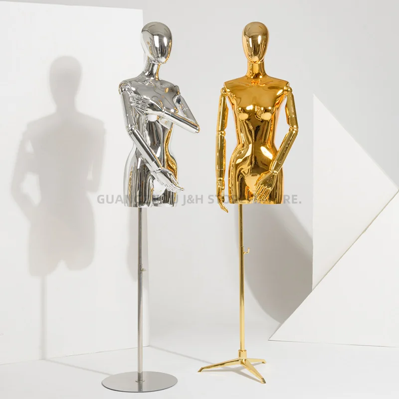 Fashionable plastic women's mannequin, chrome plated half body, adjustable manikin, tailor half body 1 PCS