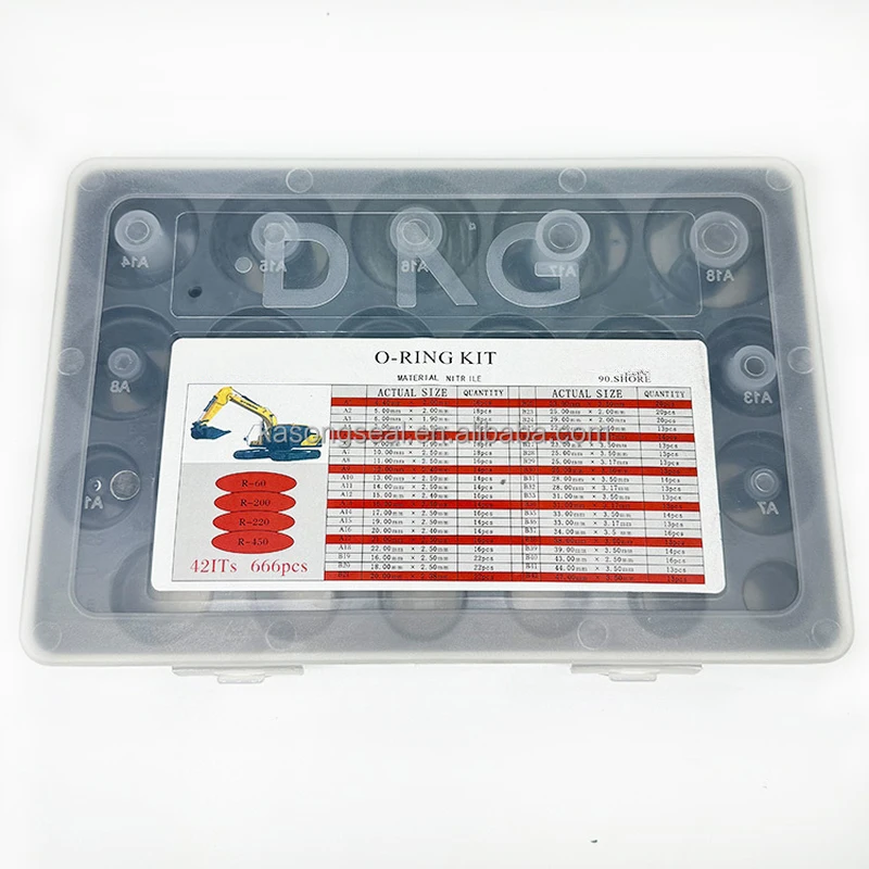 DINGLI O-Ring Box for Excavator Oring Seals Nitrile NBR 90 Shore O Ring Kit Set