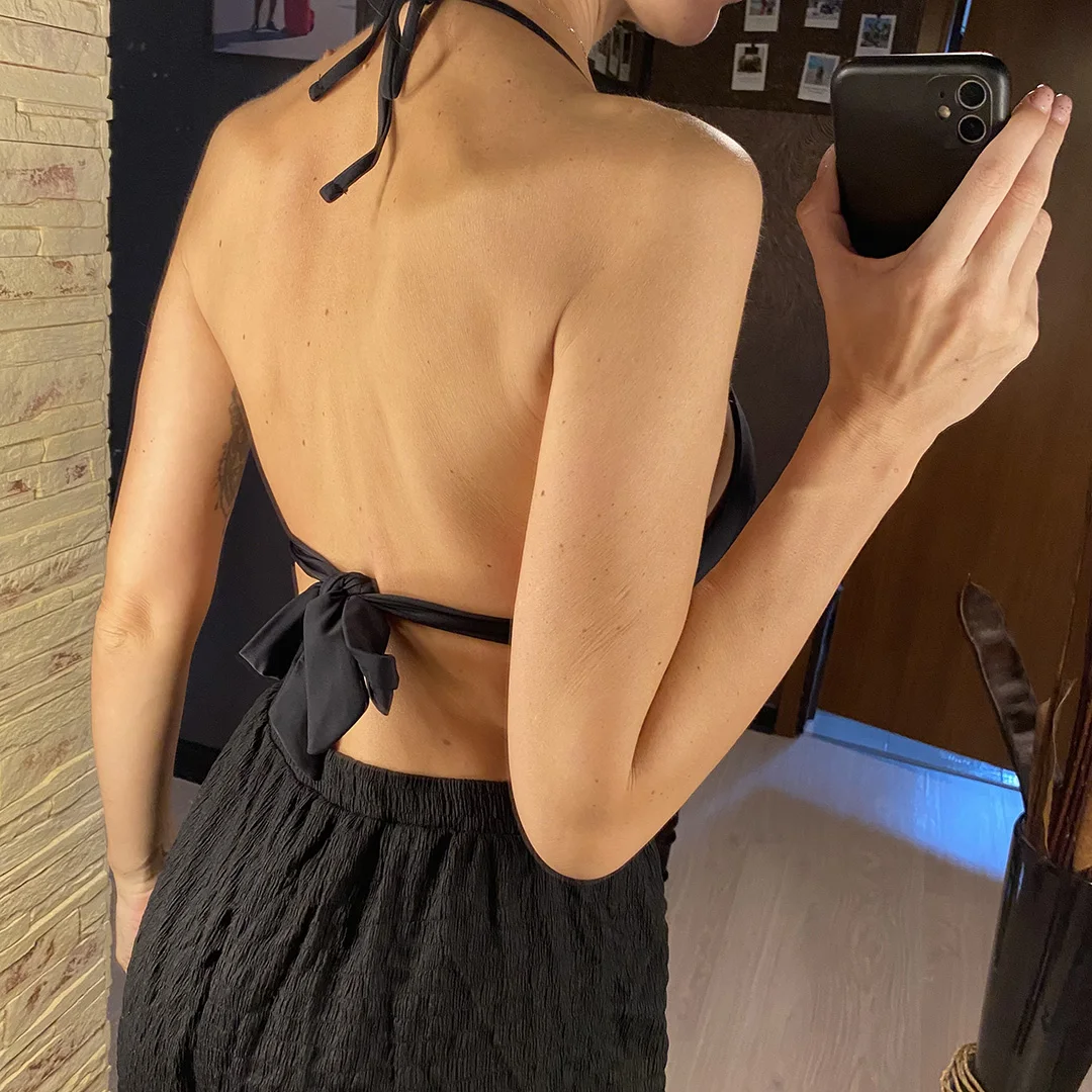 XS - XL Sexy Neckholder-BH mit Push-up-Effekt, Bikini-Oberteil, Damen-Badeanzug, Badebekleidung, Badeanzug, einfarbiges Strand-Oberteil V7019H – Detail 5