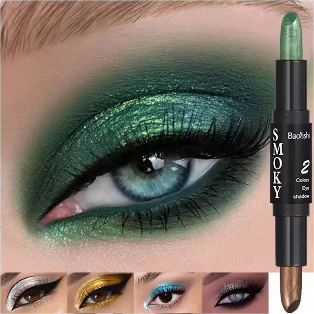 قلم فلاش ماسي برأس مزدوج للاستخدام المزدوج 6 ألوان لظلال العيون، قلم فلاش ثلاثي الأبعاد للعين الدقيقة، مكياج يومي مشترك للمسرح