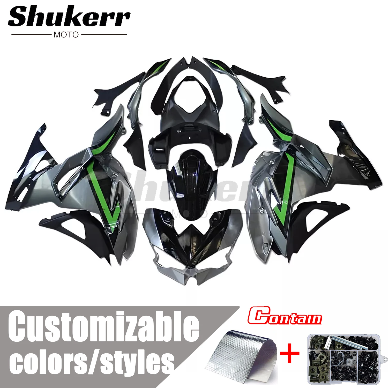 

Shukerr Moto New Abs Plastics Motorcycle Fairing Kit Fit for Kawasaki Ninja 500 Ex500 2024-2025 Fairing Custom
