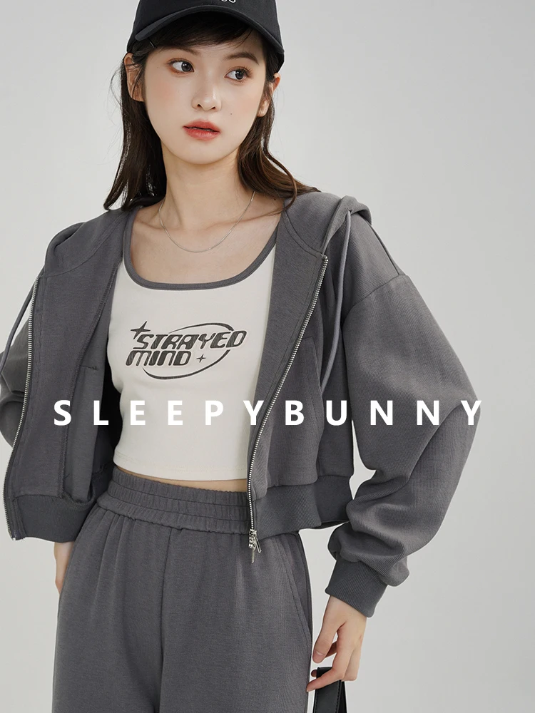 Women's 3-Piece Lounge Set – Zip-Up Hoodie, High-Waisted Jogger Pants & Graphic Tank Top – Casual Athleisure Outfit for Spring