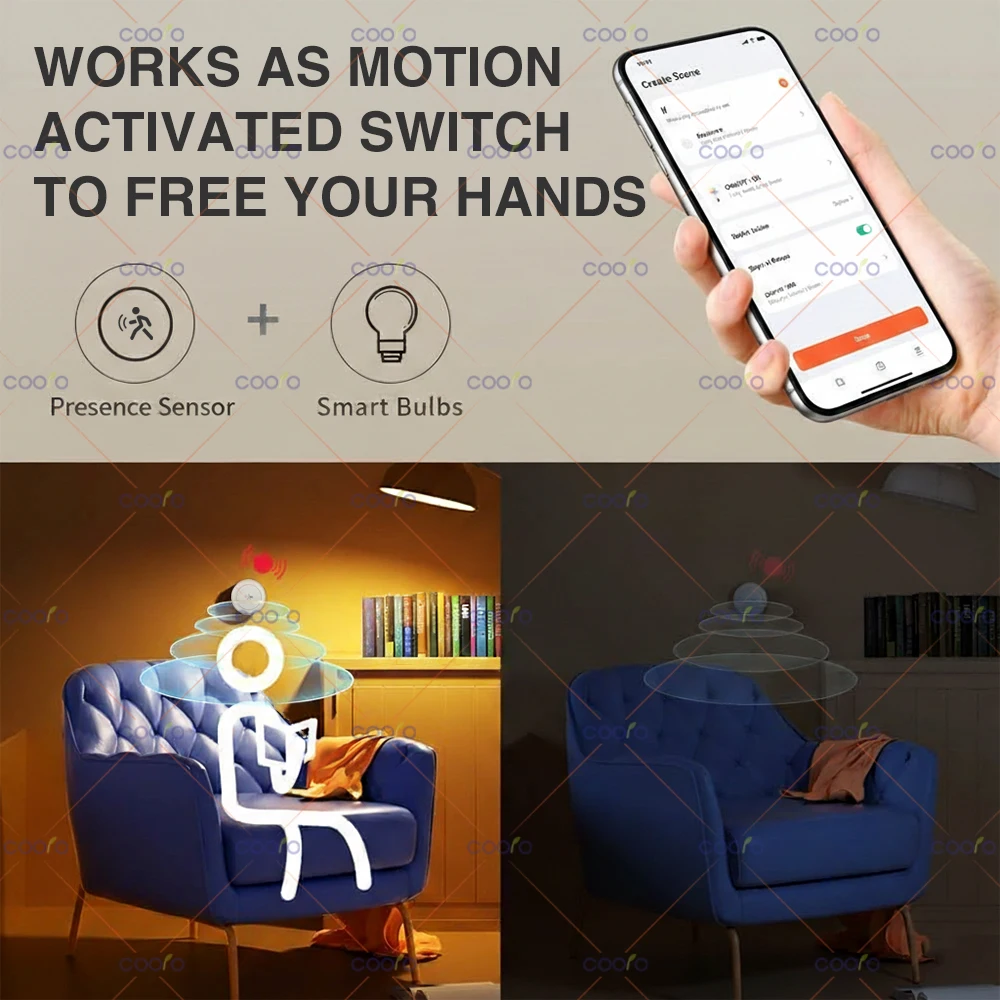 ZigBee 24G MmWave Radar Human Presence Sensor Motion Detector with Magnetic Plate Work with Smart Life Tuya Zigbee2mqtt Need Hub image 5