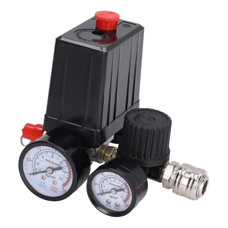 Air Compressor Air Pump Air Pressure Switch Four-Hole Assembly with Pressure Regulating Valve Connector Single/Double Connector