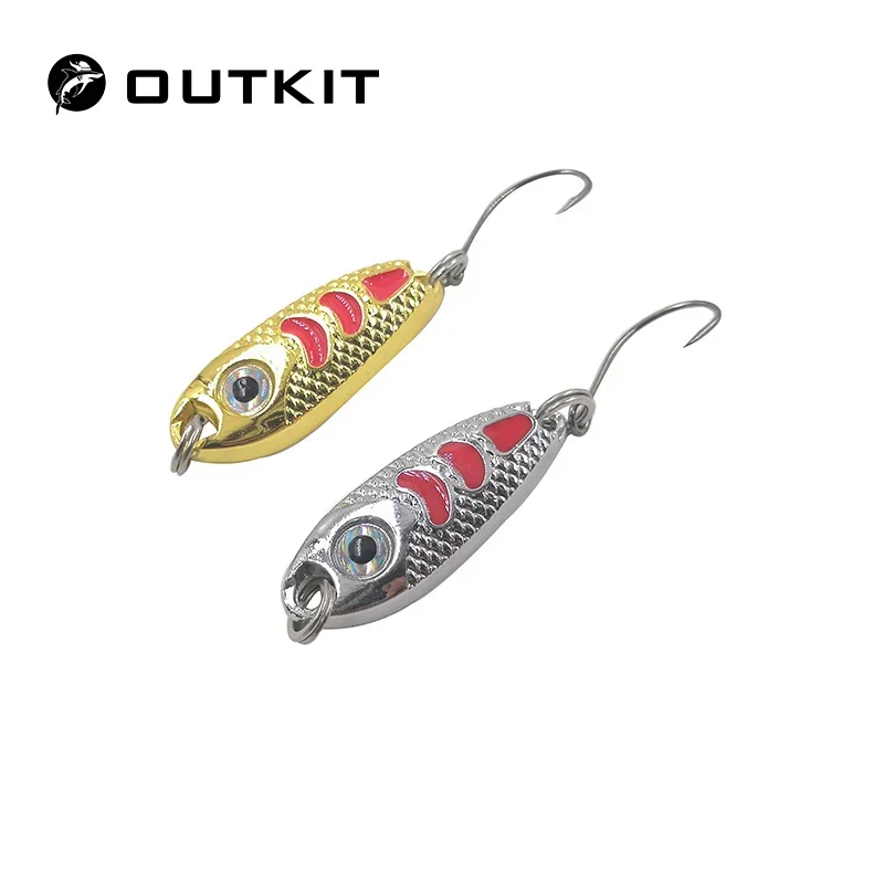 OUTKIT 1Pcs Memancing Umpan Wobbler Pemintal Umpan Mini Sendok Buatan Bass Hard Payet Paillette Logam Steel Hook Tackle Umpan