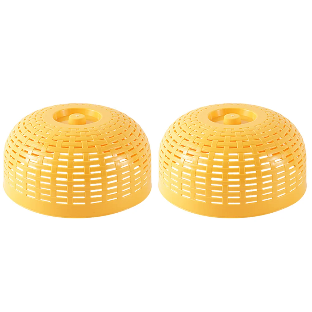 

2 Pcs Food Vegetable Cover Protective Dust Covers Yellow Hollow Proof Fruit Insect Proof Dish Covers Plastic Buffet Party Picnic