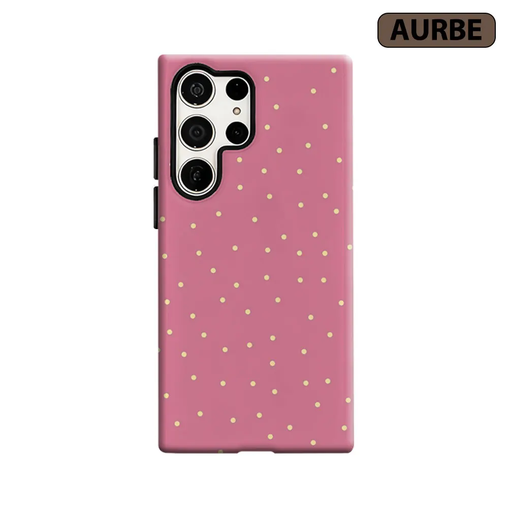 Aurbe Phone Case For Samsung Galaxy S26 S25 S24 S23 Ultra Plus HD Hard Blush Gold Dots Double Layer Film Cover