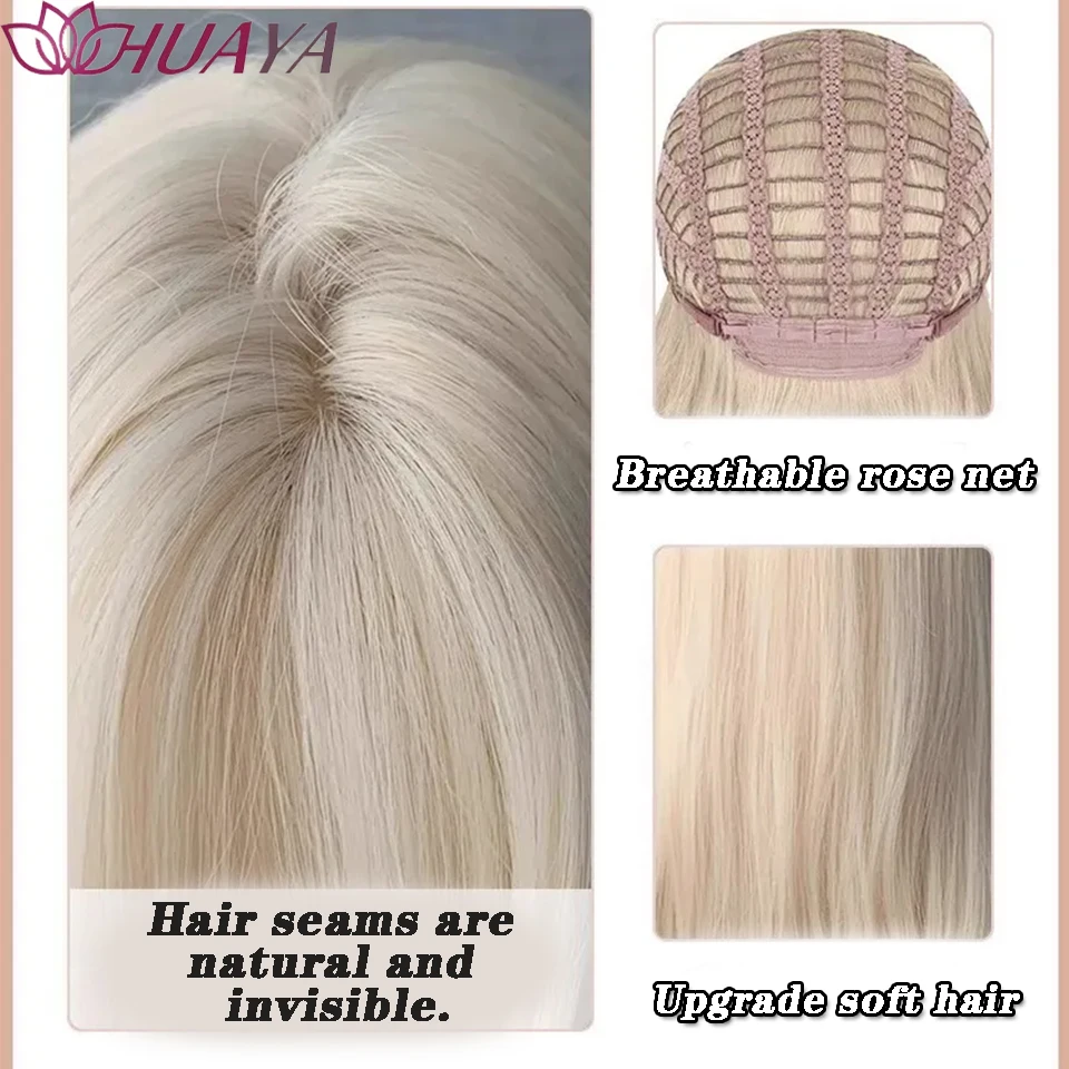 Synthetic Wigs Long-Haired Women With White Gold Hair Full Head Eight-Character Bangs Big Waves And Long Curly Hair Lolita Cospl