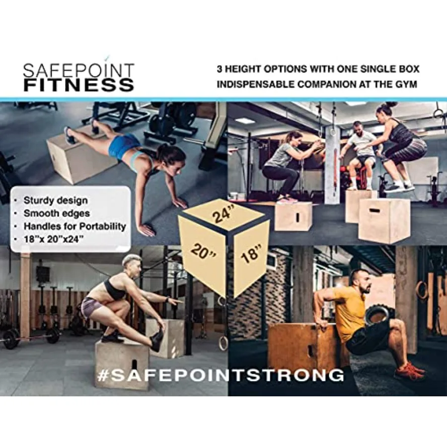 กล่องพลายโอไม้กันลื่น SafePoint Fitness 30 24 20 สำหรับฝึกกระโดด ครอสฟิต ออกกำลังกาย กล่องสำหรับสควอทและสเต็ปอัพ ประกอบง่าย